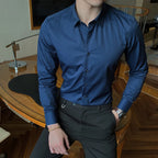 Chemise Homme Manches Longues Slim Fit Coton Décontracté / Bureau