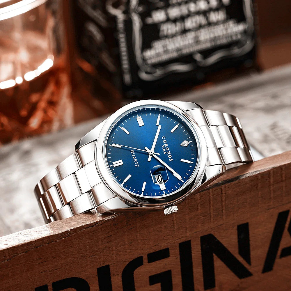 Reloj Hombre CHRONOS Lujo Cuarzo Acero Inoxidable Luminoso Resistente al Agua