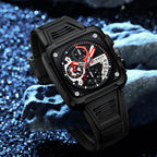 Reloj de Cuarzo CURREN 8461 Cuadrado Para Hombre con Cronógrafo, Correa de silicona