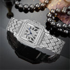 Montre de luxe dorée avec diamants Hip Hop pour femme