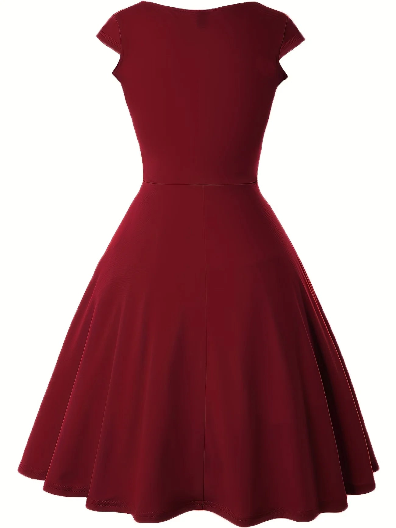 Elegant Dress Round Neck Short Sleeve High Waist