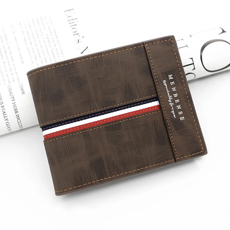 Billetera Delgada Cuero PU Para Hombre /Opción de Grabar Nombre