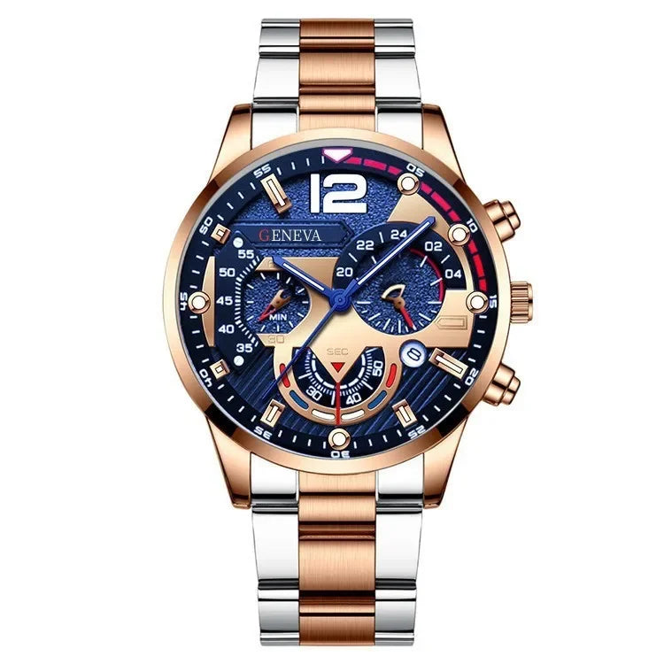 Men's Luxury Stainless Steel Quartz Watch with Calendar
