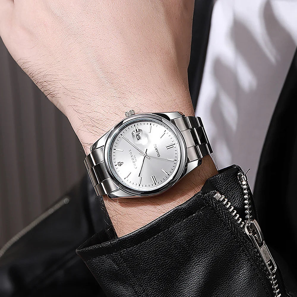 Reloj Hombre CHRONOS Lujo Cuarzo Acero Inoxidable Luminoso Resistente al Agua