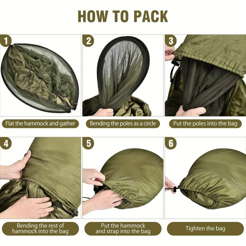 Hamaca Camping 2 en 1 con Red Mosquitera Nylon Ultraligera
