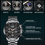 Montre homme LIGE Business Quartz Chronographe Lumineuse Étanche 3ATM + Boîte Cadeau
