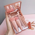 5-Piece Travel Makeup Brush Set with Case and Mirror