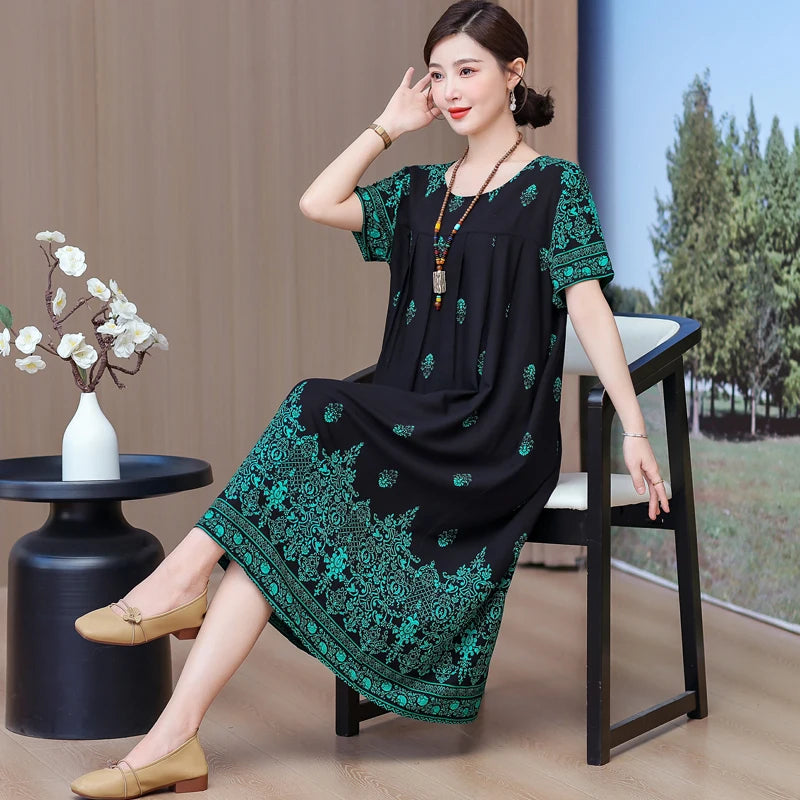 Casual Loose Cotton Short Sleeve Dress