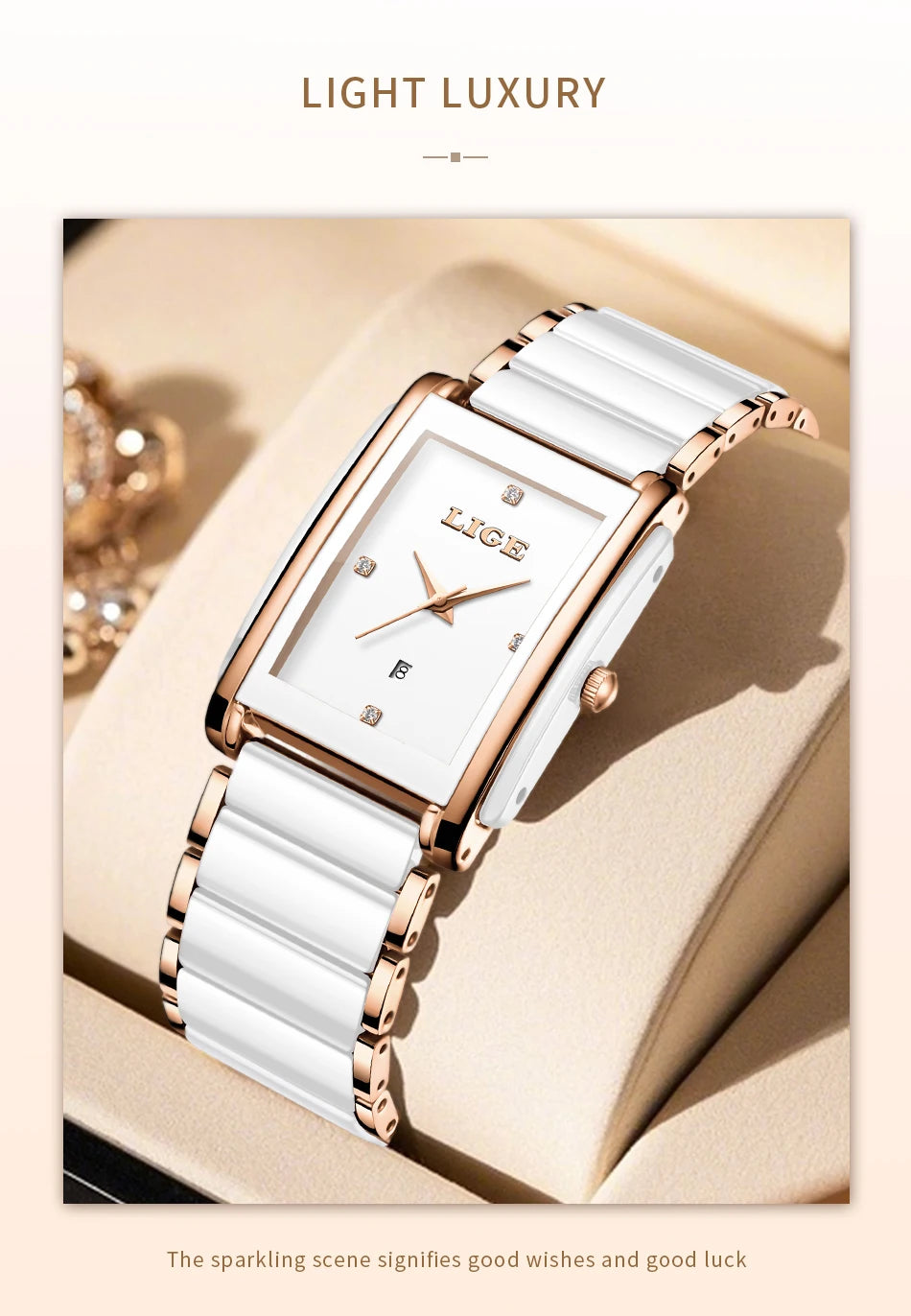 Montre LIGE LG89188 2026 Bracelet en céramique Résistante à l'eau