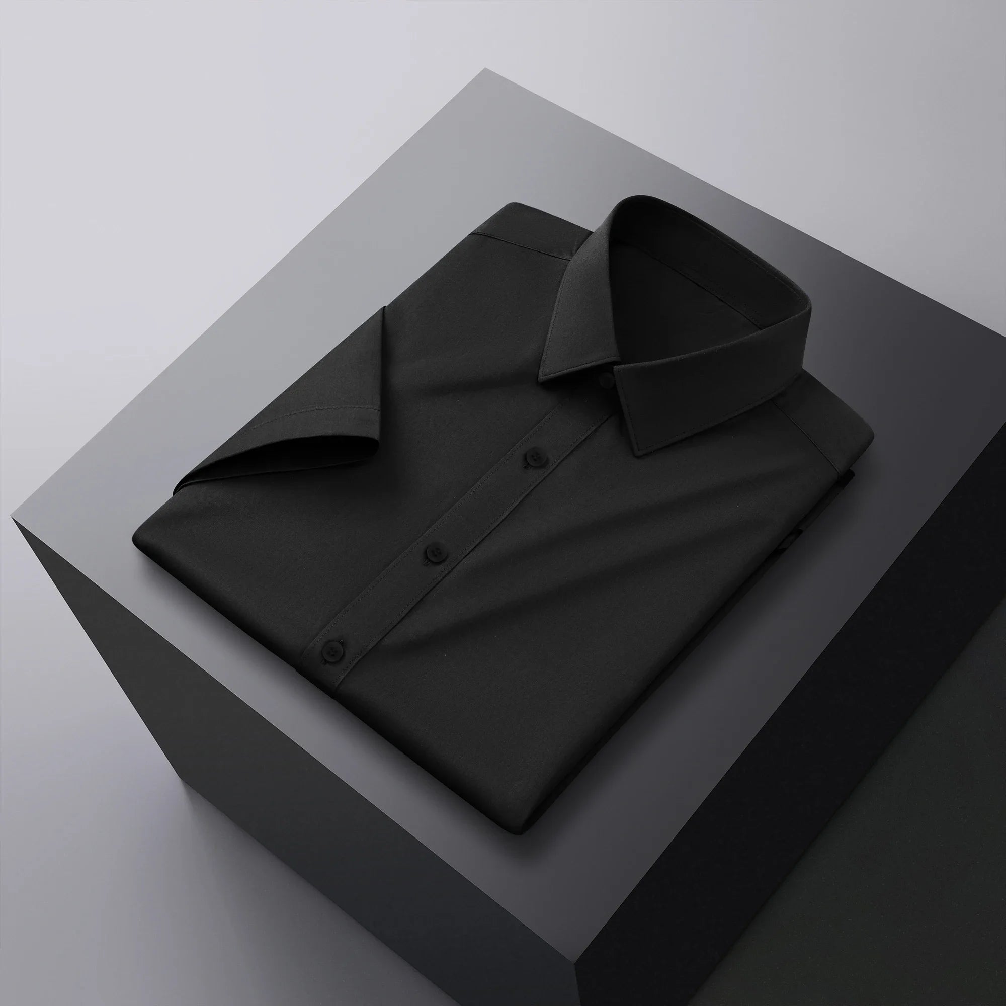 Camisa Hombre Manga Corta Color Sólido Anti arrugas