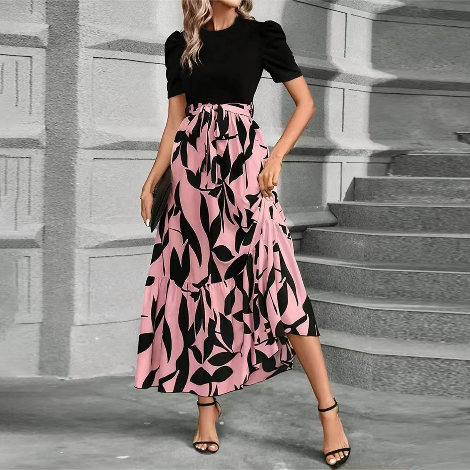 Elegant Lace Fitted Waist Office Dress