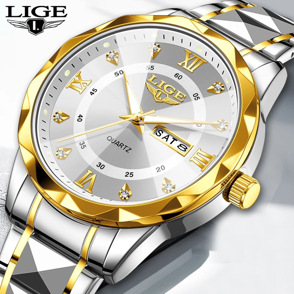 Reloj Hombre LIGE Cuarzo Acero Inoxidable Luminoso Resistente al Agua
