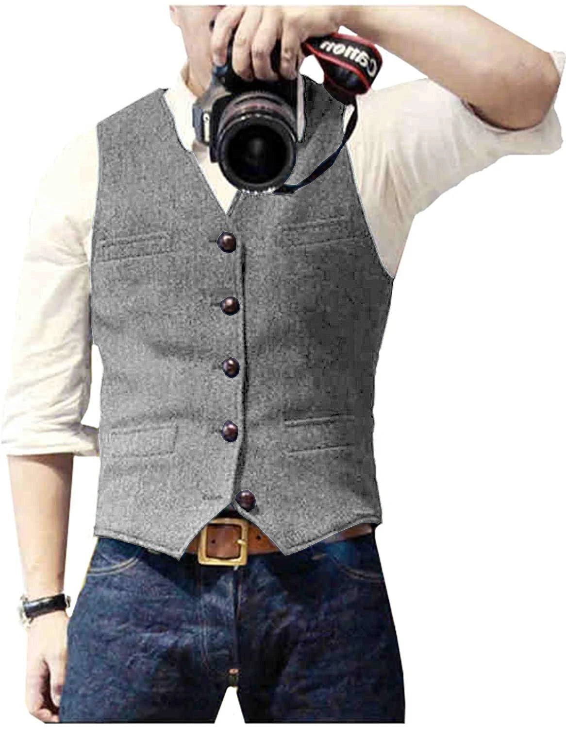 Chaleco de Traje para Hombre Cuello en V Negocios