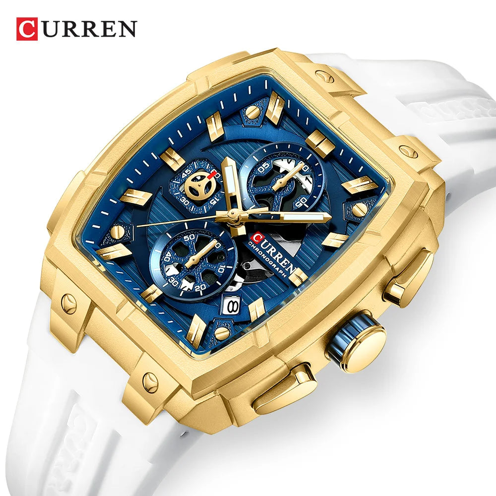 Reloj Deportivo CURREN 8488 de Cuarzo Para Hombre con Calendario, Correa de Silicona