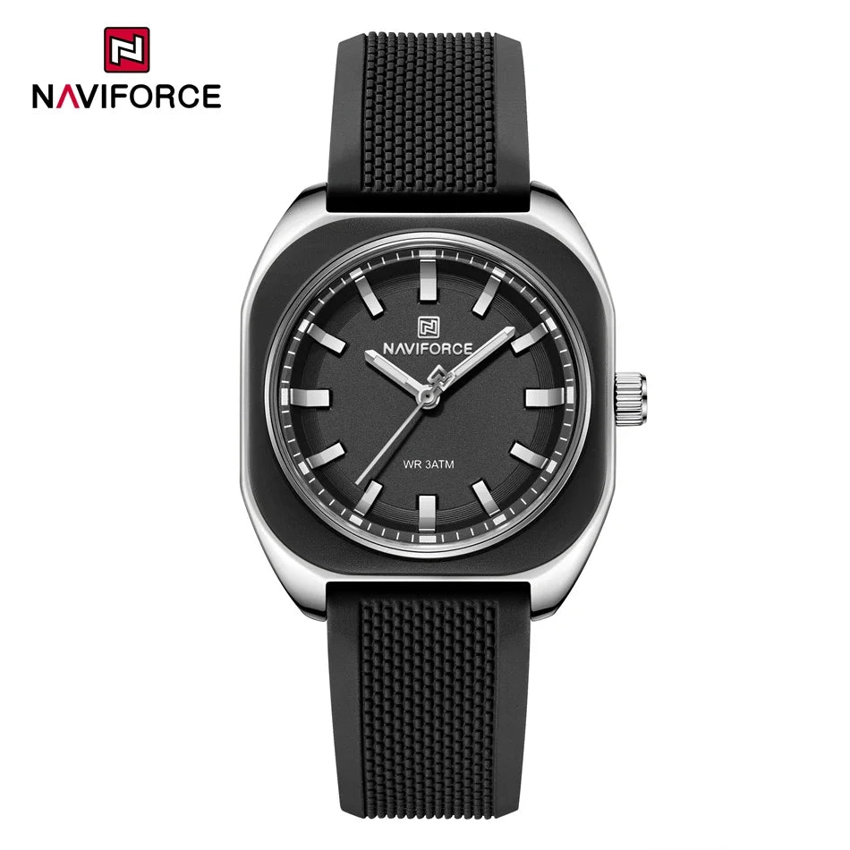 Reloj de Cuarzo NAVIFORCE NF5061 Para Mujer con Esfera Poligonal, Correa de Silicona