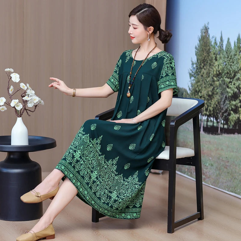Casual Loose Cotton Short Sleeve Dress