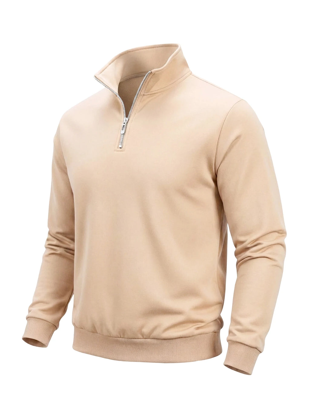 Men's Half-Zip Stand Collar Solid Color Sweatshirt