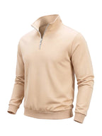Sweat-shirt Homme Demi-Zip Col Montant Couleur Unie