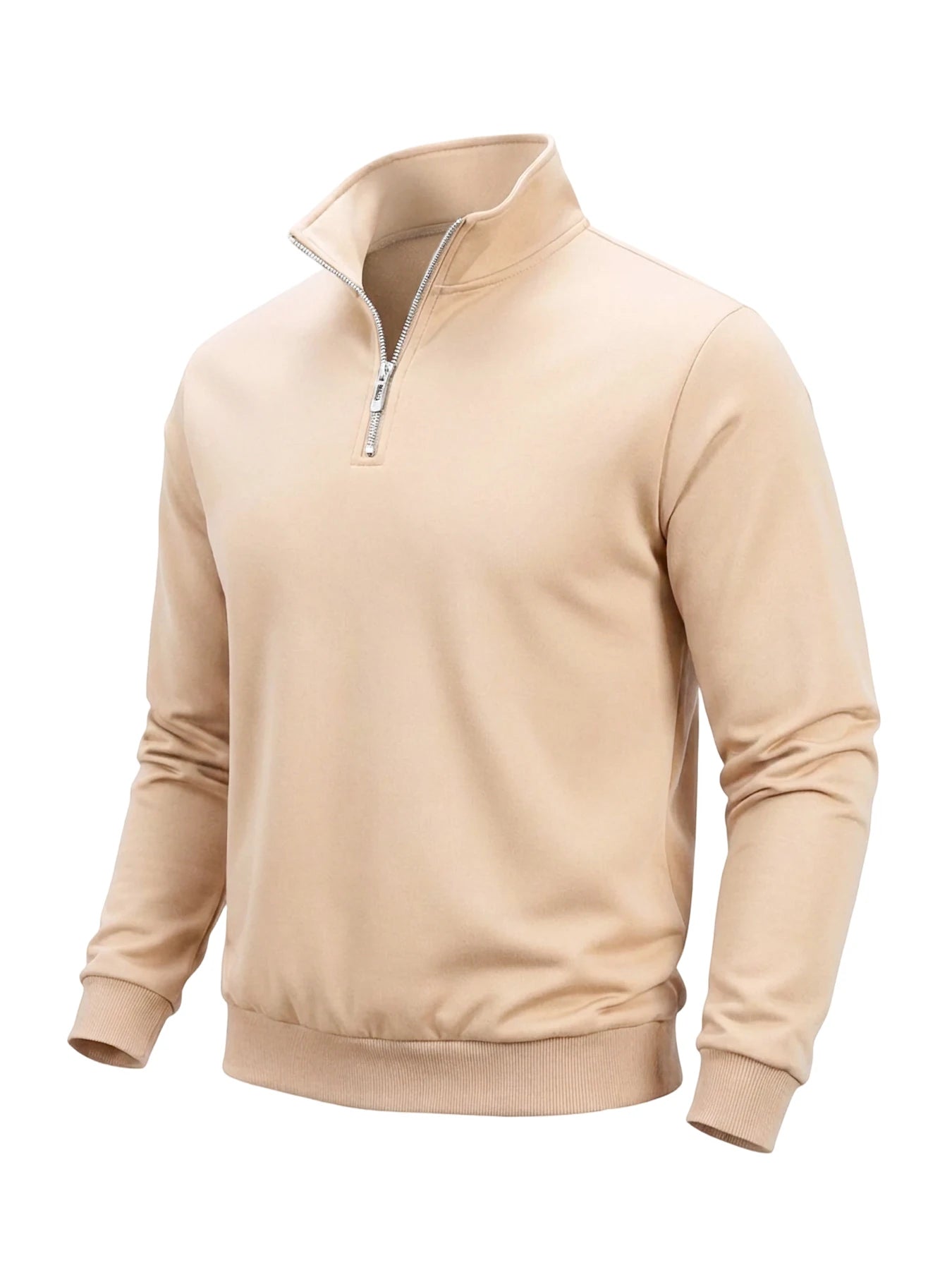 Sudadera Hombre Media Cremallera Cuello Alto Color Sólido