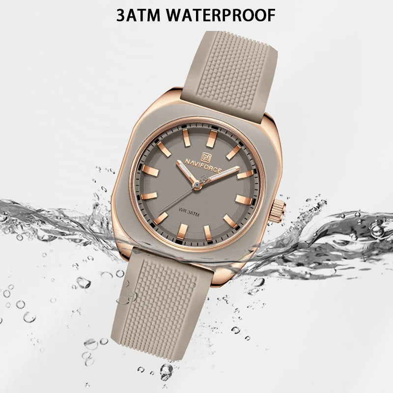 Reloj de Cuarzo NAVIFORCE NF5061 Para Mujer con Esfera Poligonal, Correa de Silicona