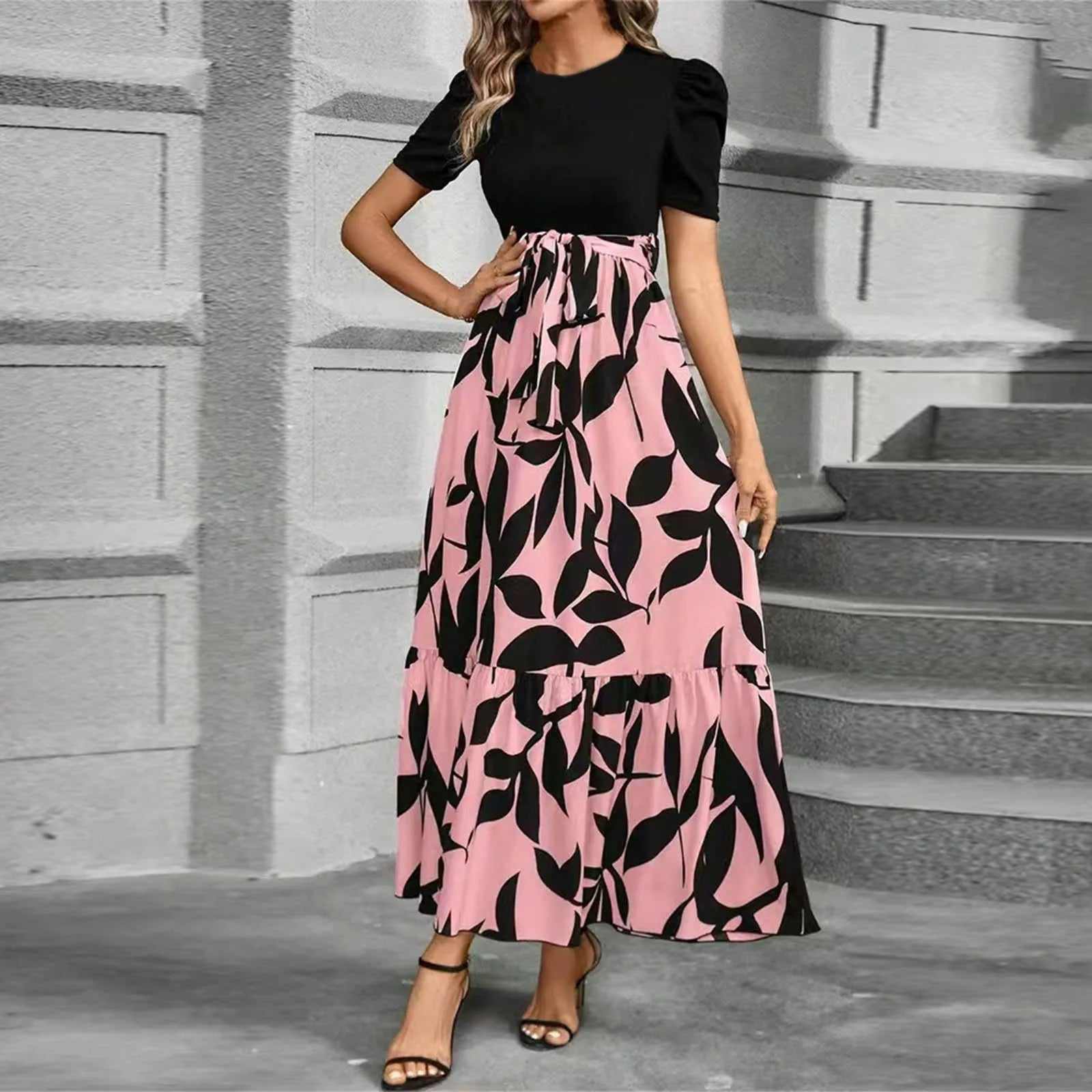 Elegant Lace Fitted Waist Office Dress