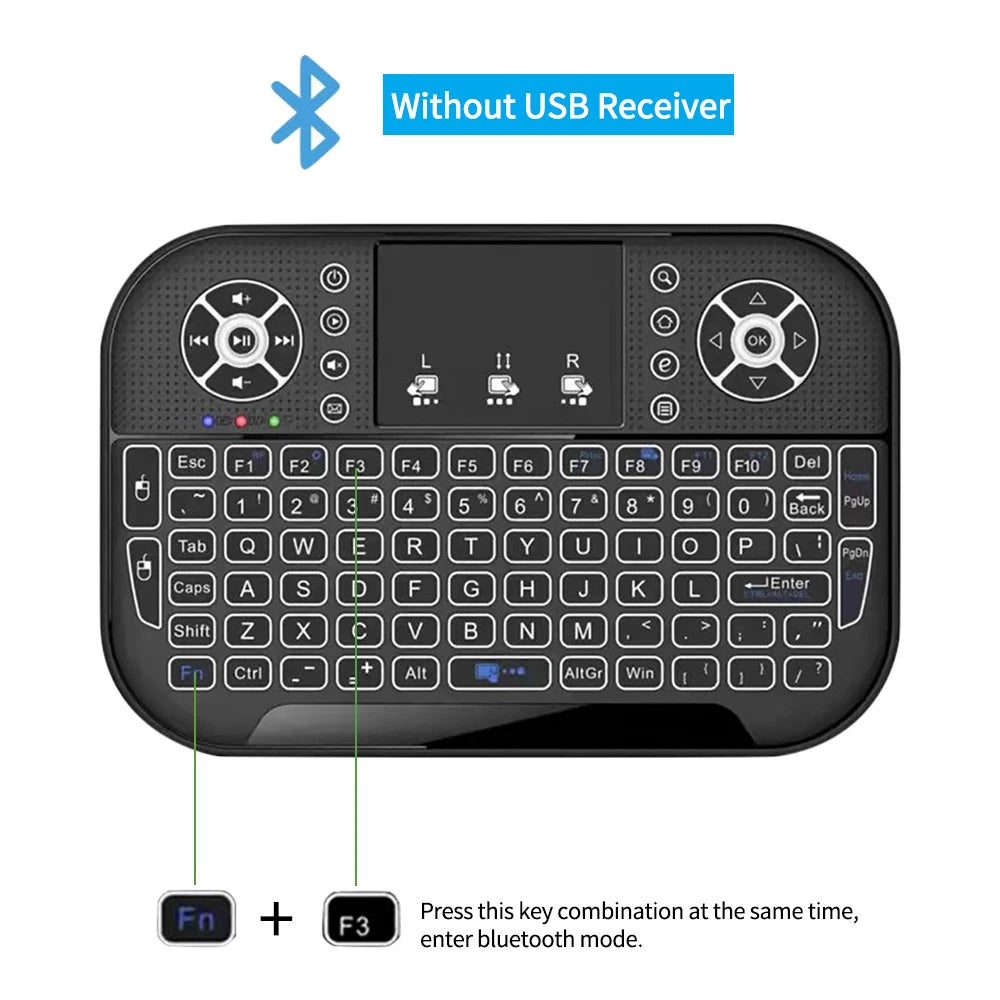 Mini Teclado Bluetooth A8 Modo Dual 2.4G Retroiluminado Androi Tv