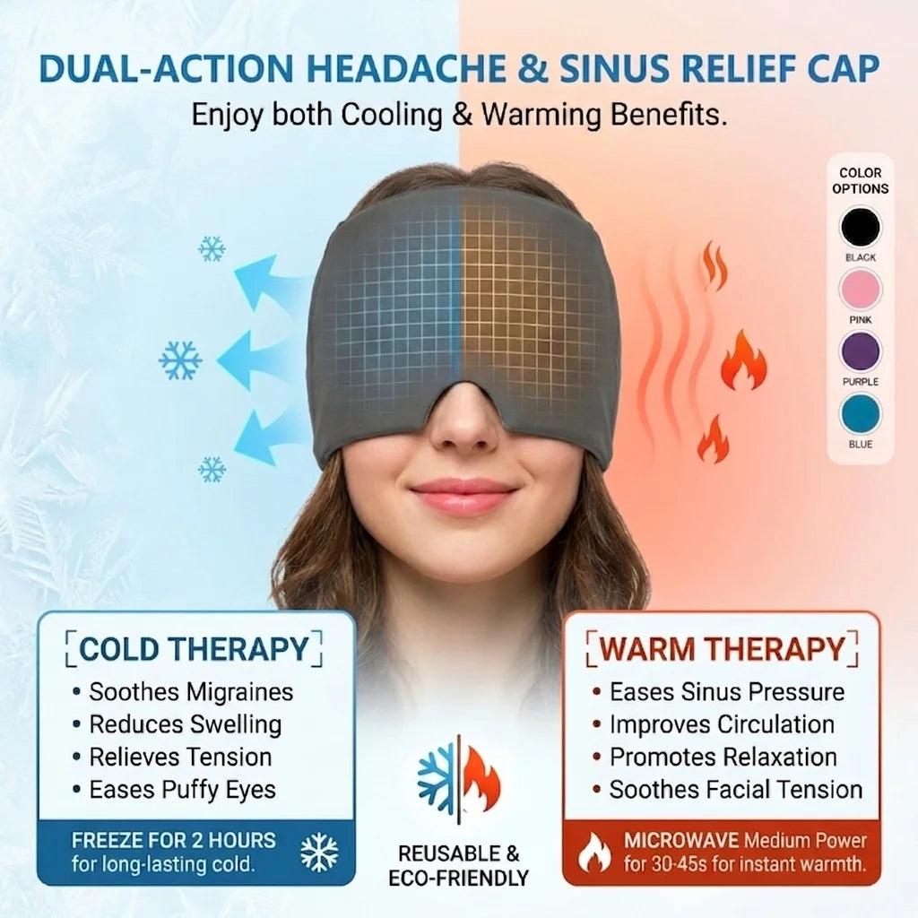 Gorro de Gel Frío Para Alivio de Migraña Máscara de Ojos