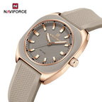 Reloj de Cuarzo NAVIFORCE NF5061 Para Mujer con Esfera Poligonal, Correa de Silicona