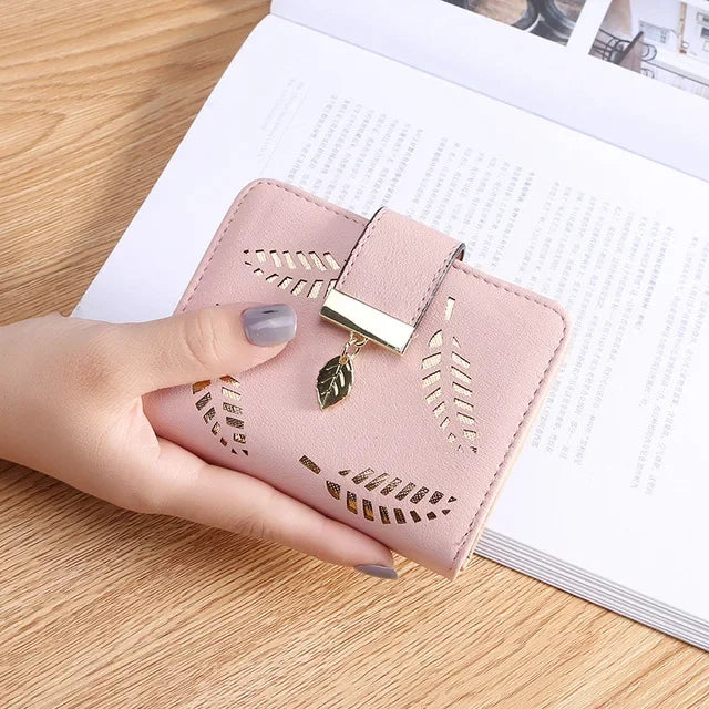 Cartera Larga Para Mujer Cuero PU Diseño de Hojas
