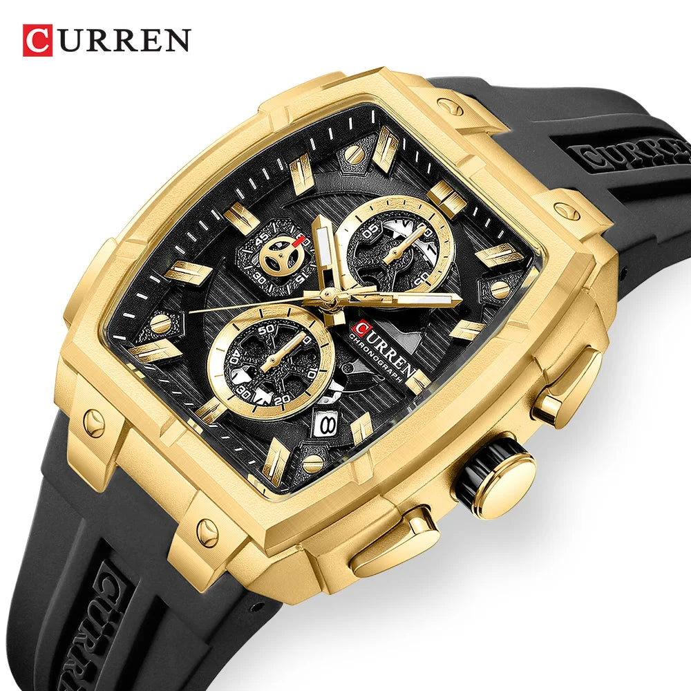 Reloj Deportivo CURREN 8488 de Cuarzo Para Hombre con Calendario, Correa de Silicona