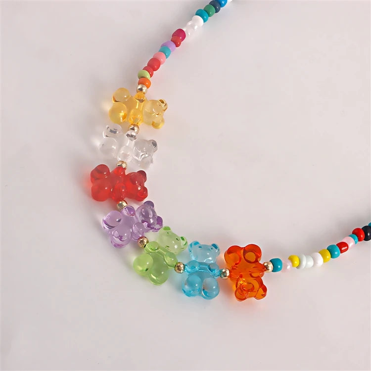 Conjunto de Collar y Pulsera Colgante Oso Bohemio