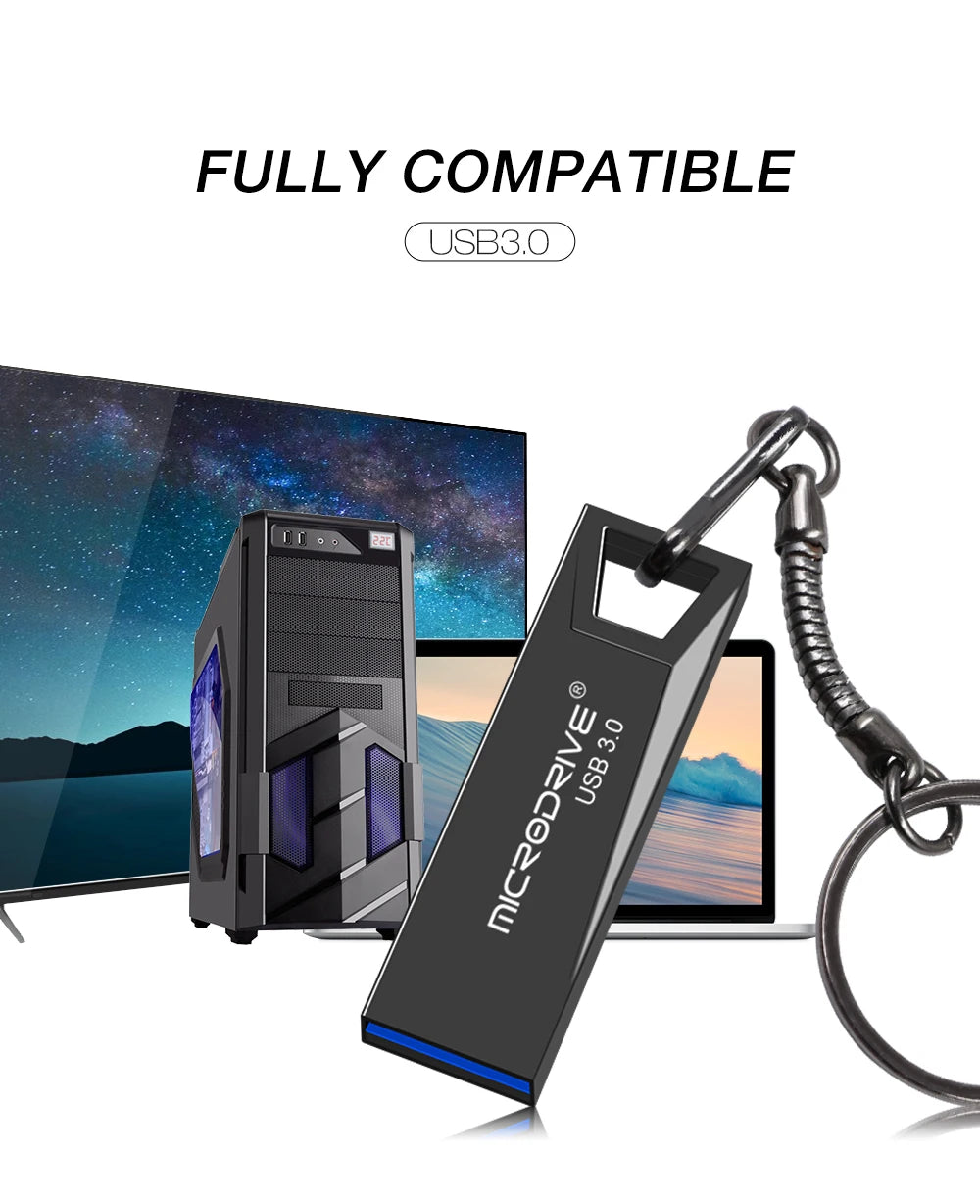 Mini Metal Waterproof USB 3.0 Flash Drive with Keychain