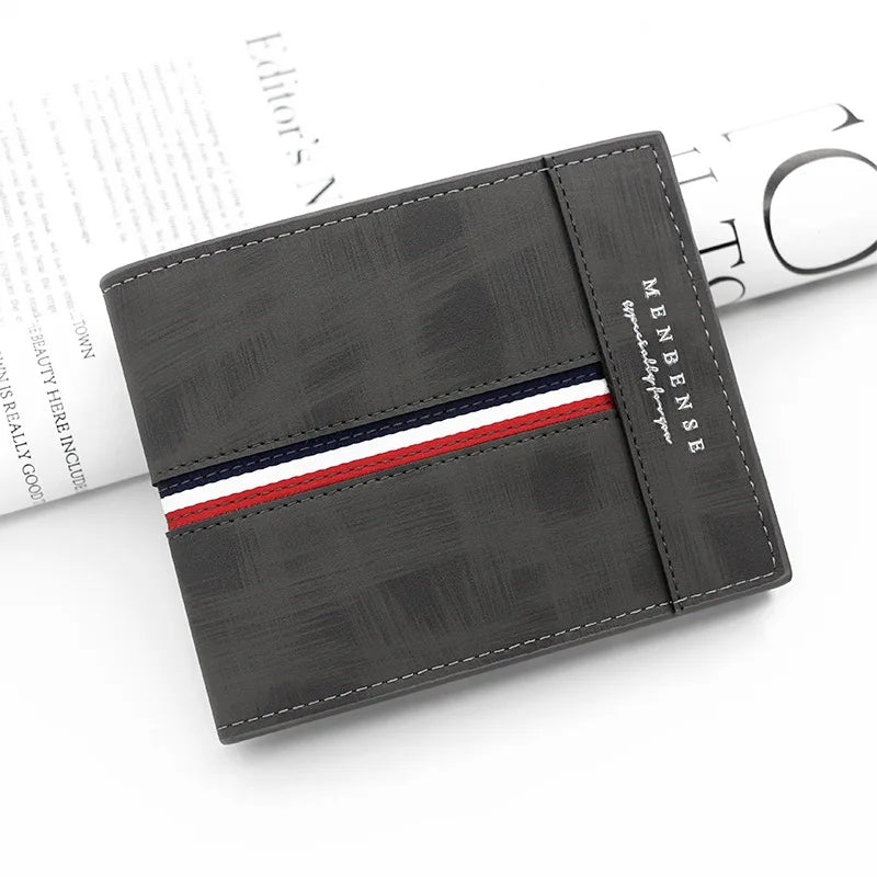 Billetera Delgada Cuero PU Para Hombre /Opción de Grabar Nombre