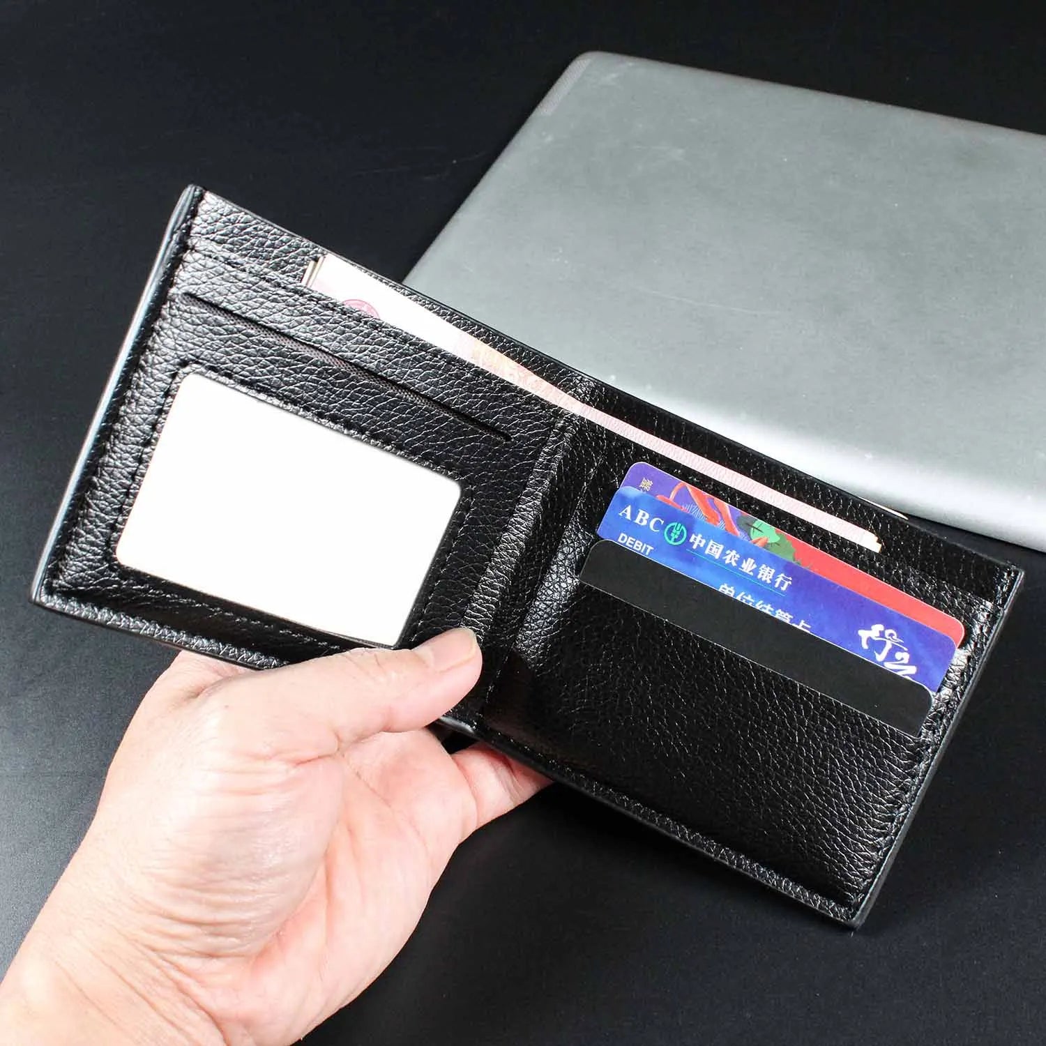 Billetera Delgada de Cuero PU Para Hombre con Porta Tarjetas