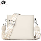 Sac bandoulière en cuir pour femme avec large lanière