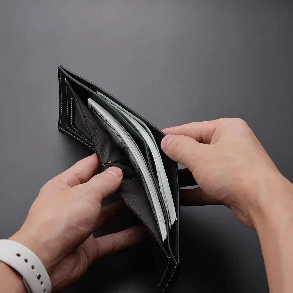 Billetera Corta de Cuero Para Hombre Delgada Porta Tarjetas