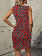 Robe sans manches florale col en V taille haute