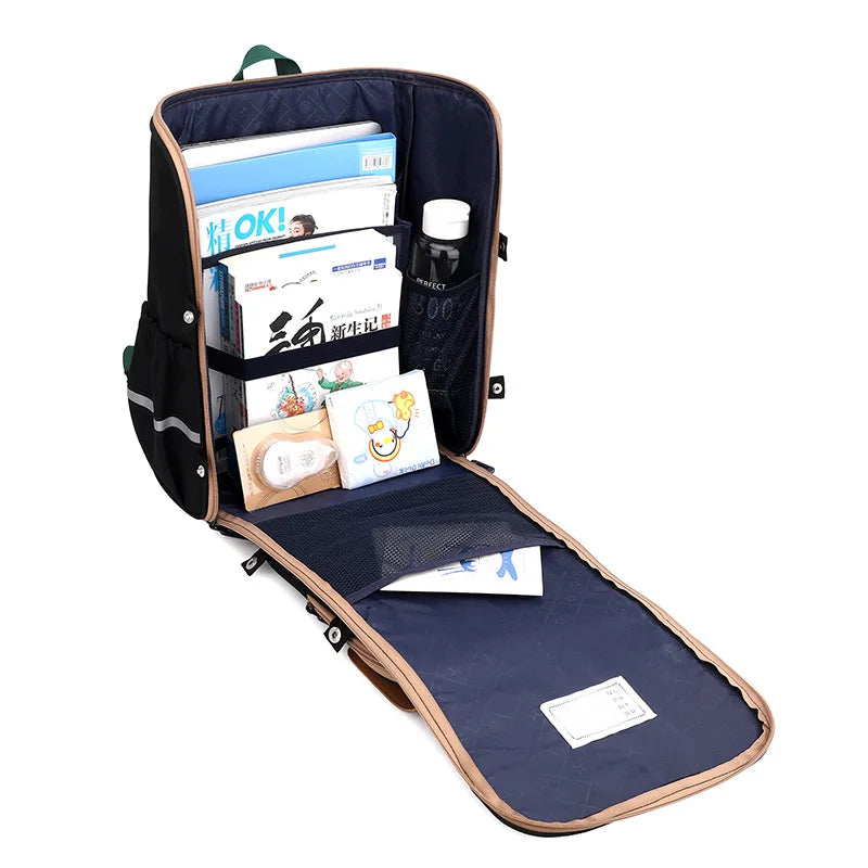 Mochila Infantil con Tema Espacial de Nylon Ortopédica Impermeable