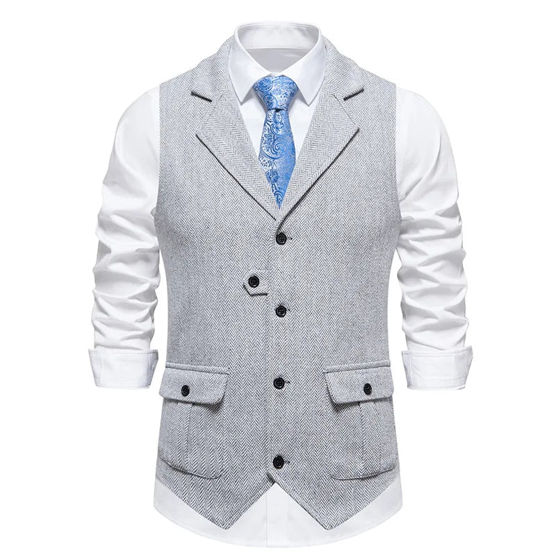 Chaleco de Traje Hombre Tela Espiga Formal