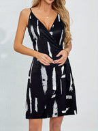 Robe mini d'été à bretelles, décolleté en V, ceinture confortable