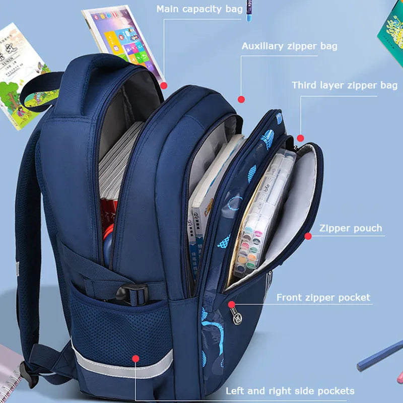 Mochila Escolar Ortopédica Impermeable Escolar Primaria