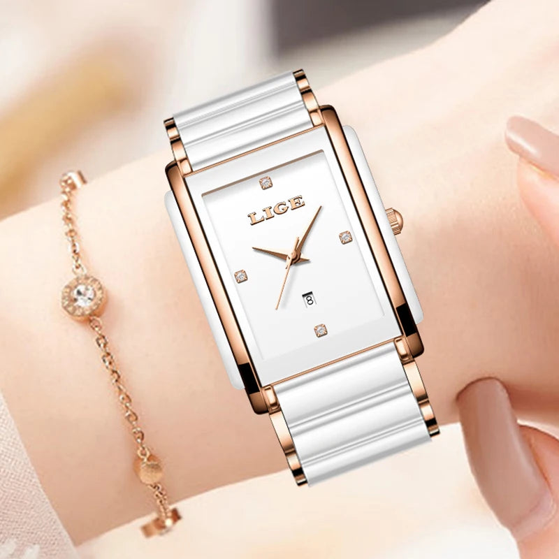 Montre LIGE LG89188 2026 Bracelet en céramique Résistante à l'eau