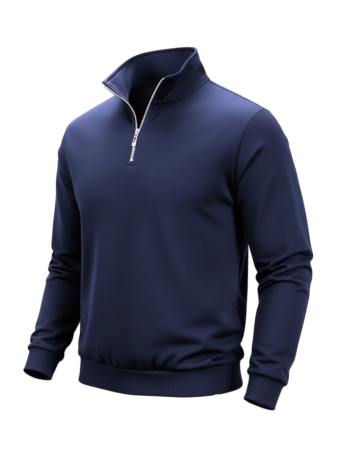 Sudadera Hombre Media Cremallera Cuello Alto Color Sólido