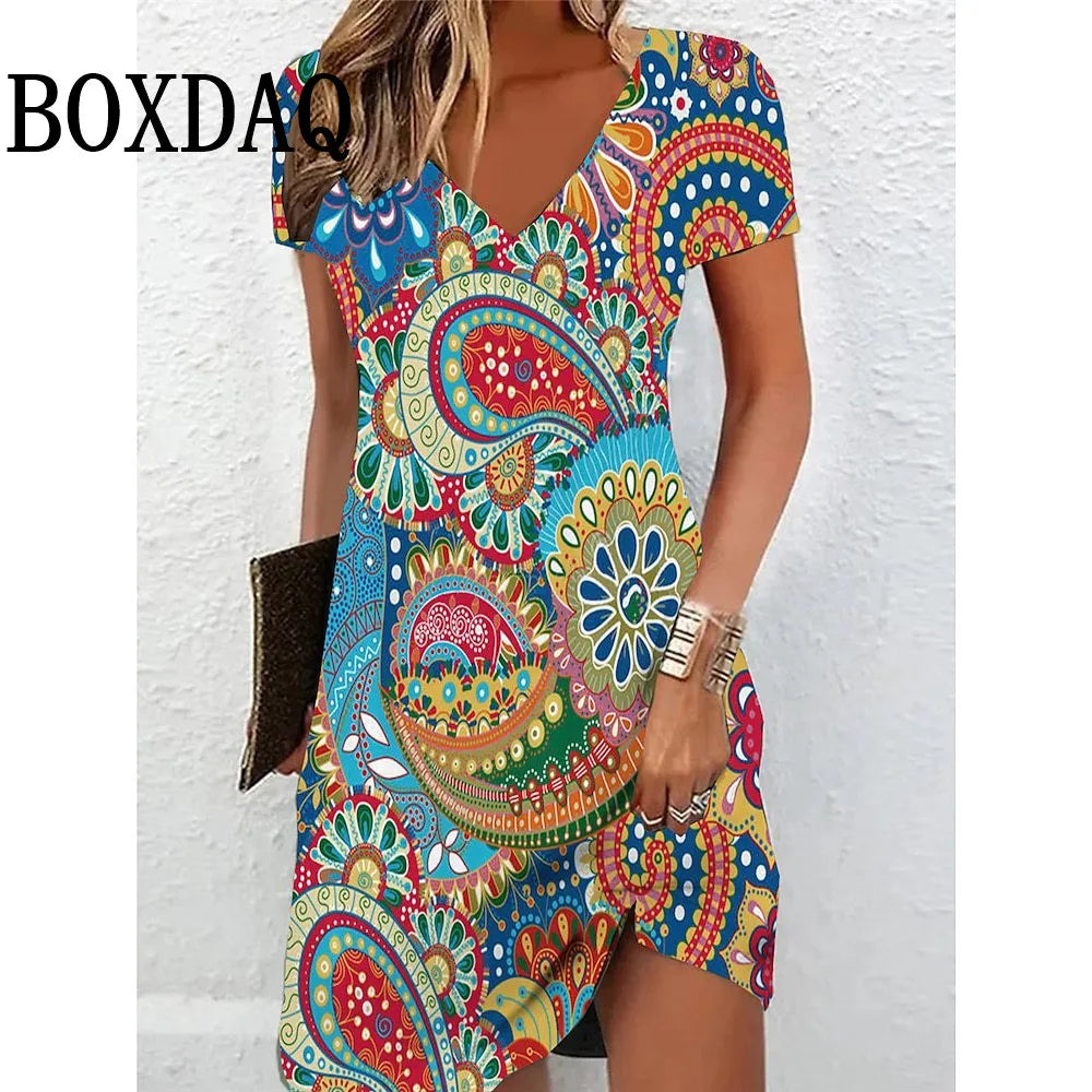 Women's Vintage V-Neck Casual Dress