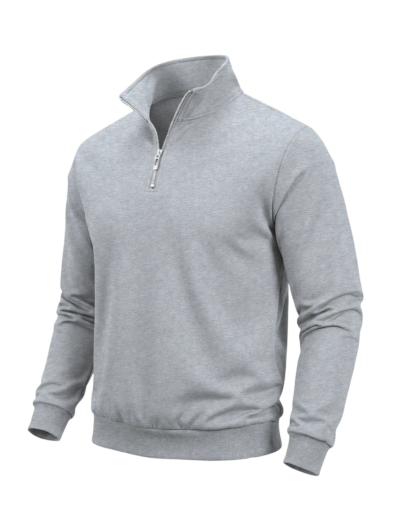 Sudadera Hombre Media Cremallera Cuello Alto Color Sólido