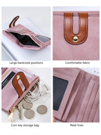 Portefeuille court en cuir PU pour femme grande capacité avec porte-cartes