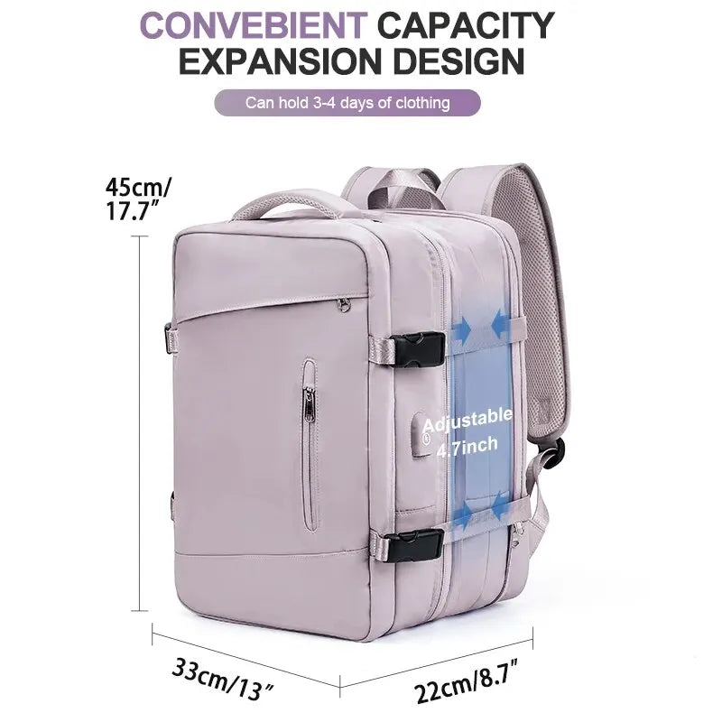 Mochila Likros Expandible 40L Impermeable Puerto USB