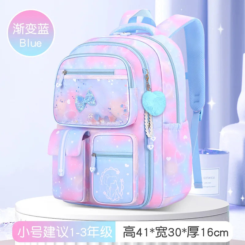 Mochila Escolar Para Niñas con Múltiples Bolsillos