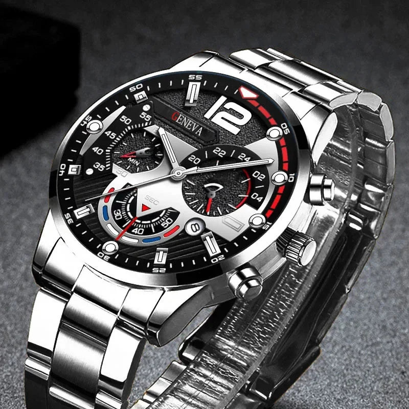 Men's Luxury Stainless Steel Quartz Watch with Calendar