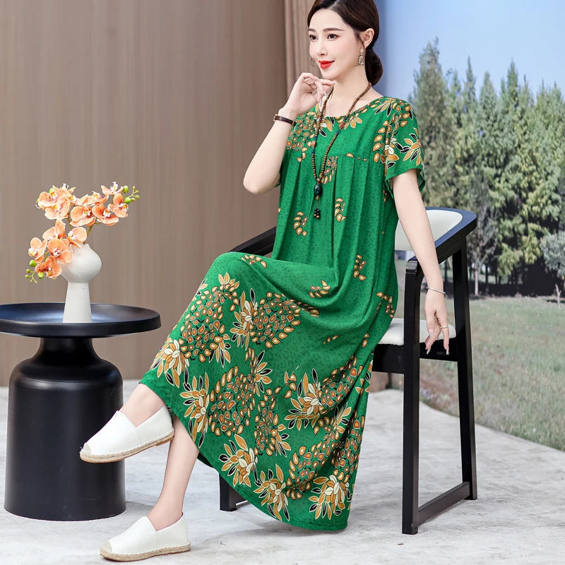 Casual Loose Cotton Short Sleeve Dress
